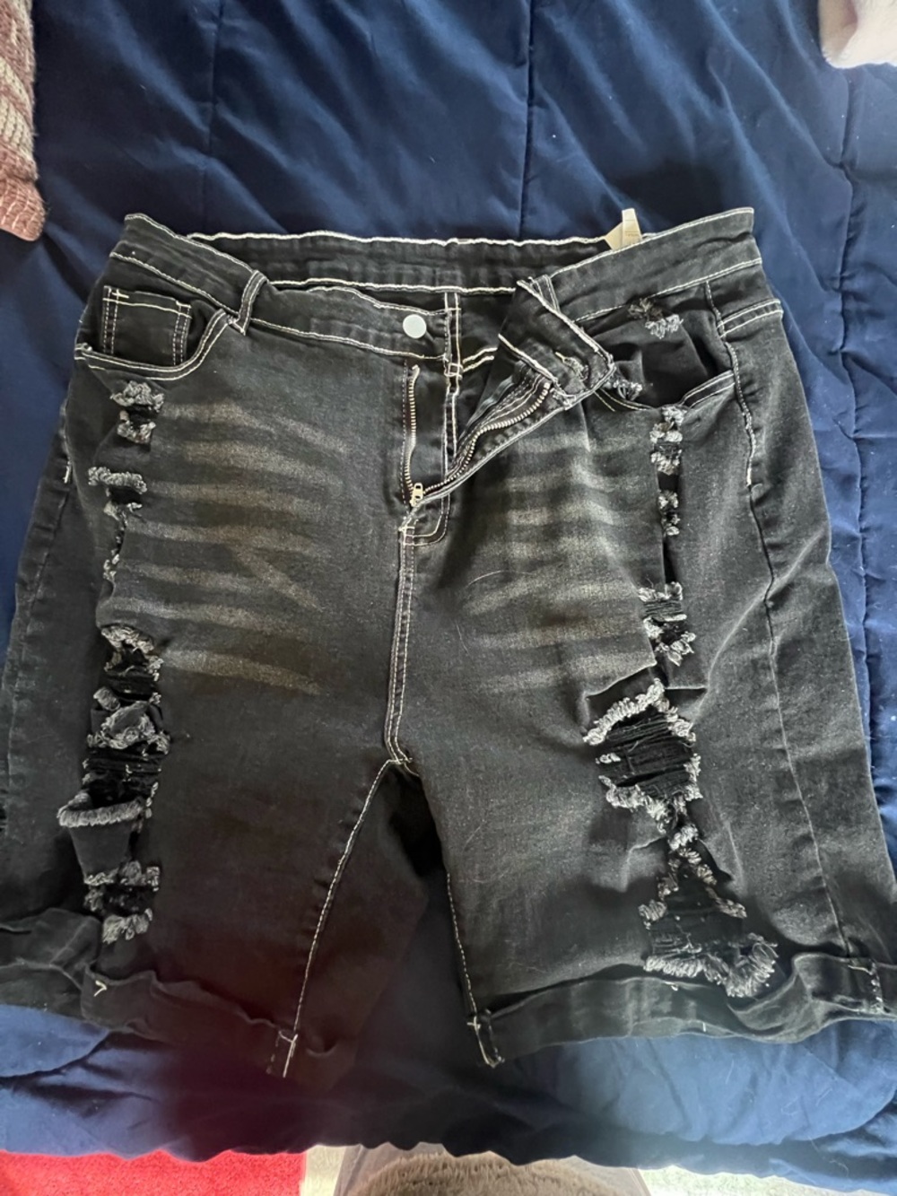Black Distressed Women's Denim Shorts